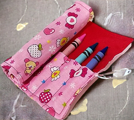 On The Go Crayons Caddy Holder roll up case color wraps, Perfect to Keep Your Kids Organized, Inspired, and Entertained -8 Crayons Included!