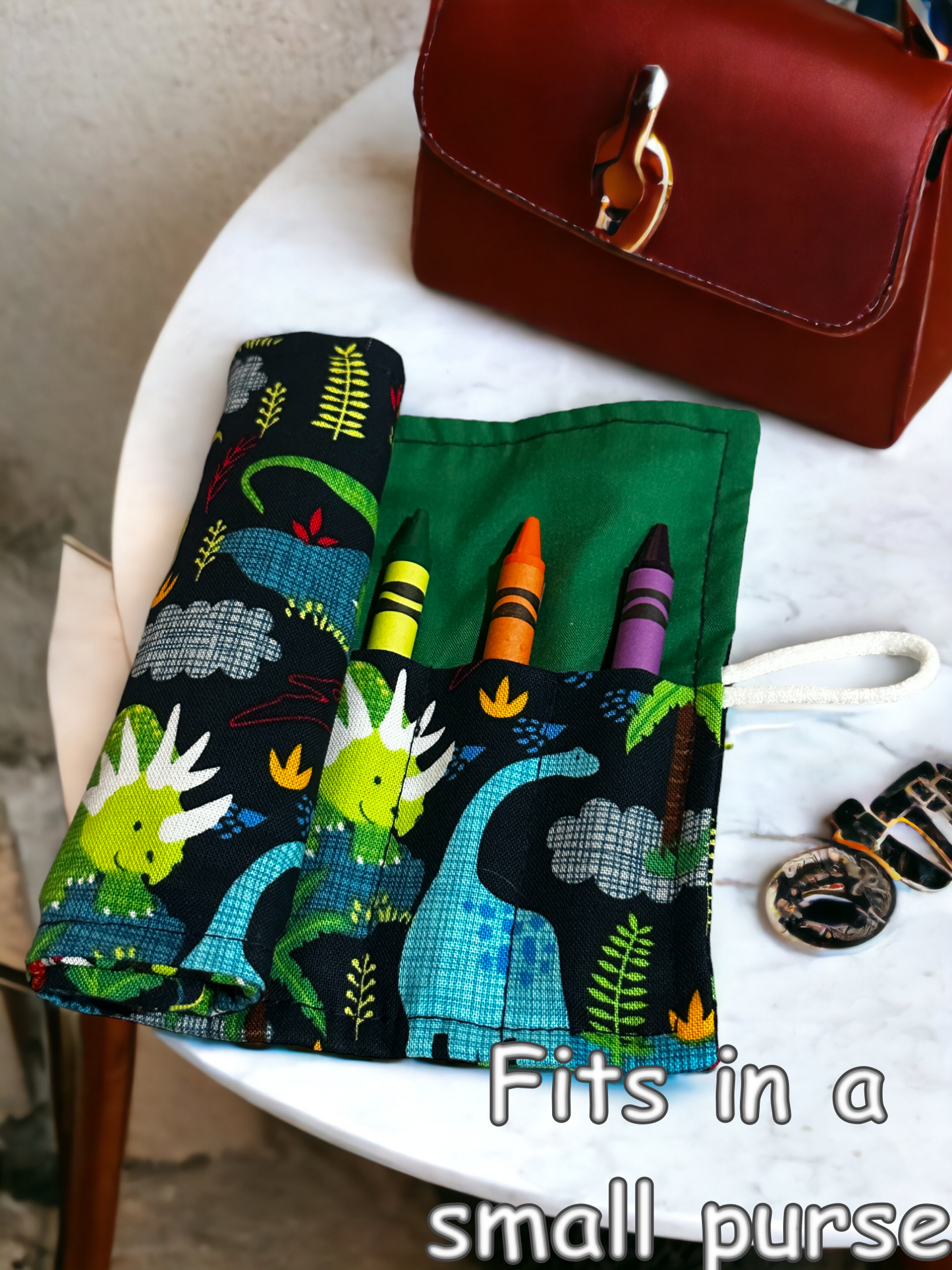 On The Go Crayons Caddy Holder roll up case color wraps, Perfect to Keep Your Kids Organized, Inspired, and Entertained -8 Crayons Included!