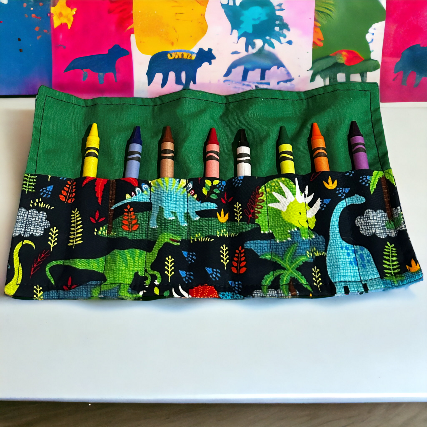 On The Go Crayons Caddy Holder roll up case color wraps, Perfect to Keep Your Kids Organized, Inspired, and Entertained -8 Crayons Included!