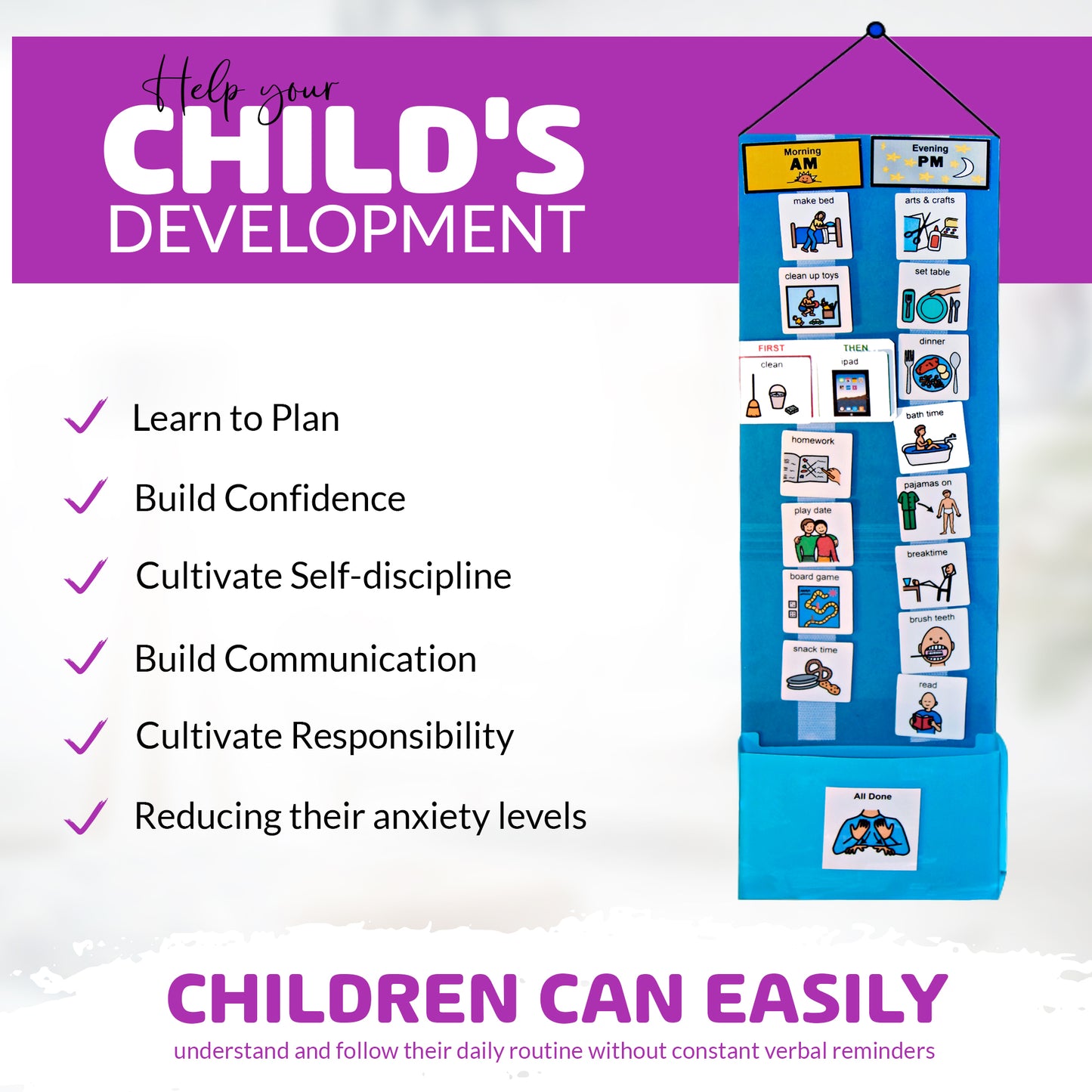 Two Strip Night & Day Daily Schedule -Great Visual Behavioral Tool for Structure at Home, School & in The Community