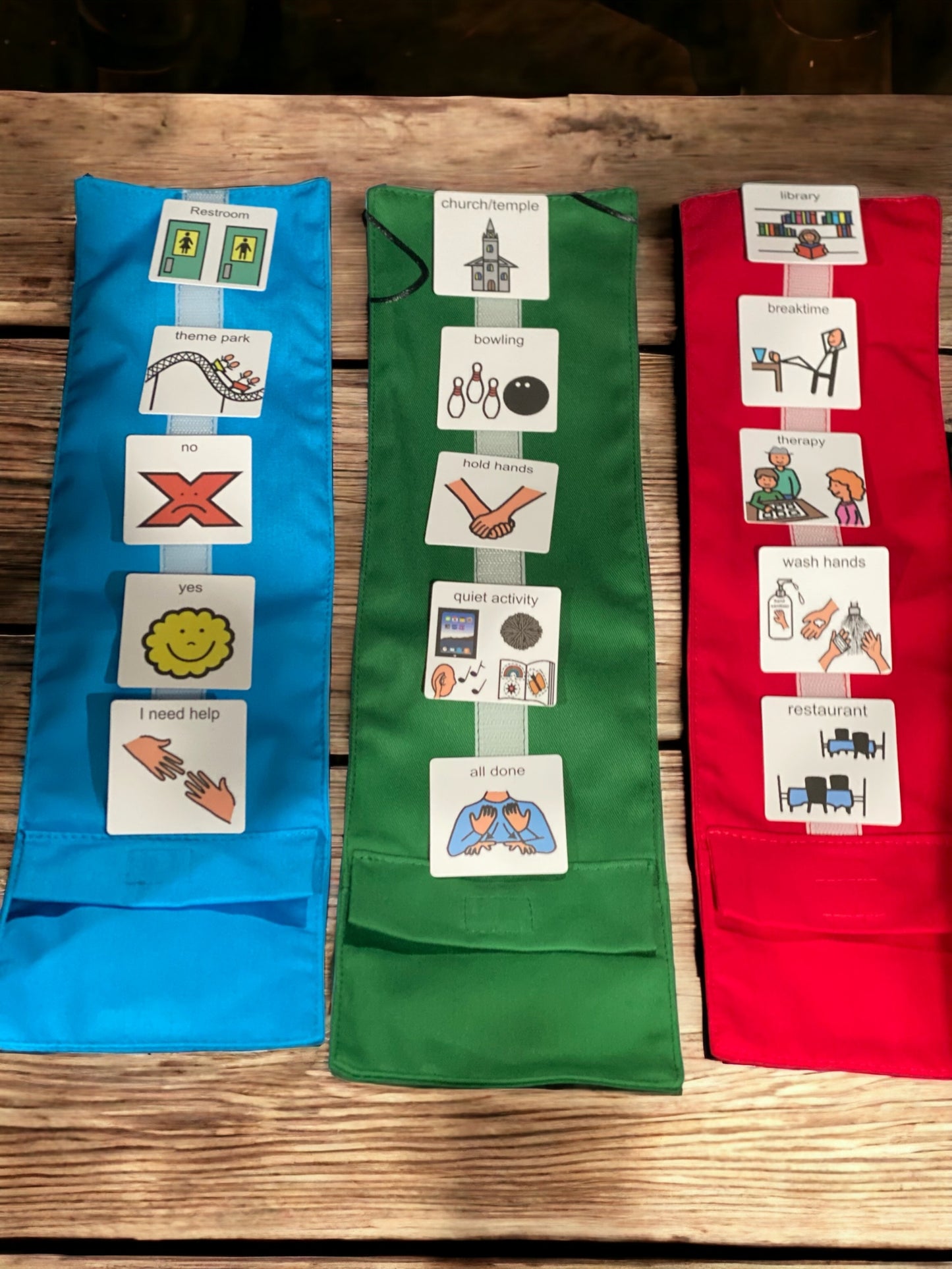 Daily Outing Visual Schedule On the Go for Children in School, Park, Restaurant, Therapy, Museum, Stores, Great for ABA Behavior Reminders!!! -Made out of Fabric