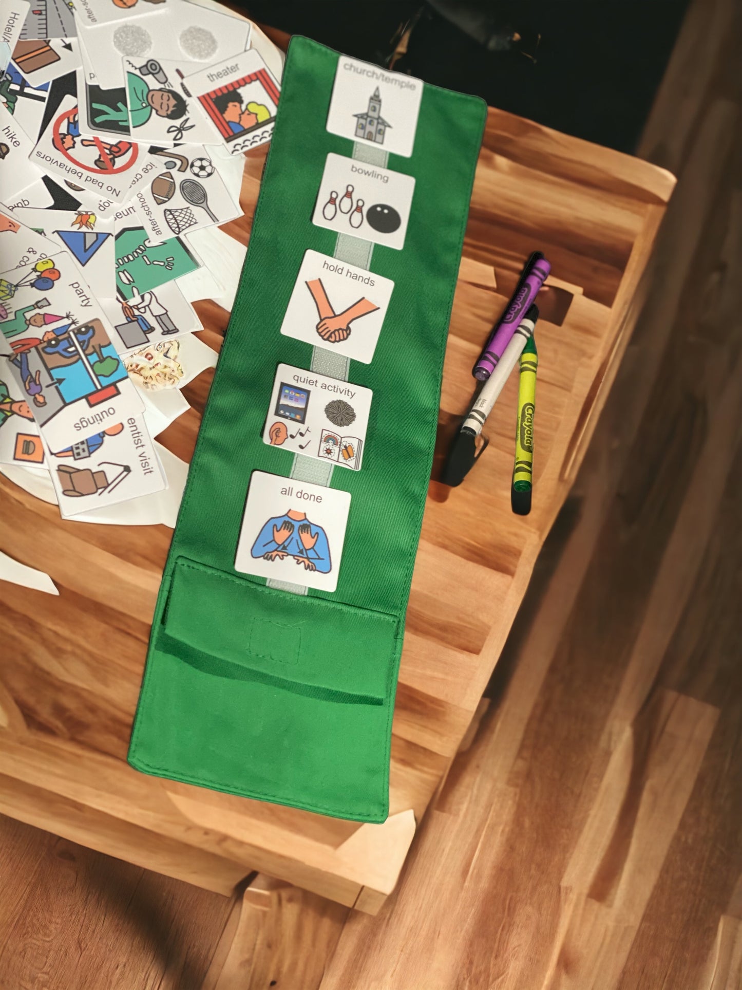 Daily Outing Visual Schedule On the Go for Children in School, Park, Restaurant, Therapy, Museum, Stores, Great for ABA Behavior Reminders!!! -Made out of Fabric
