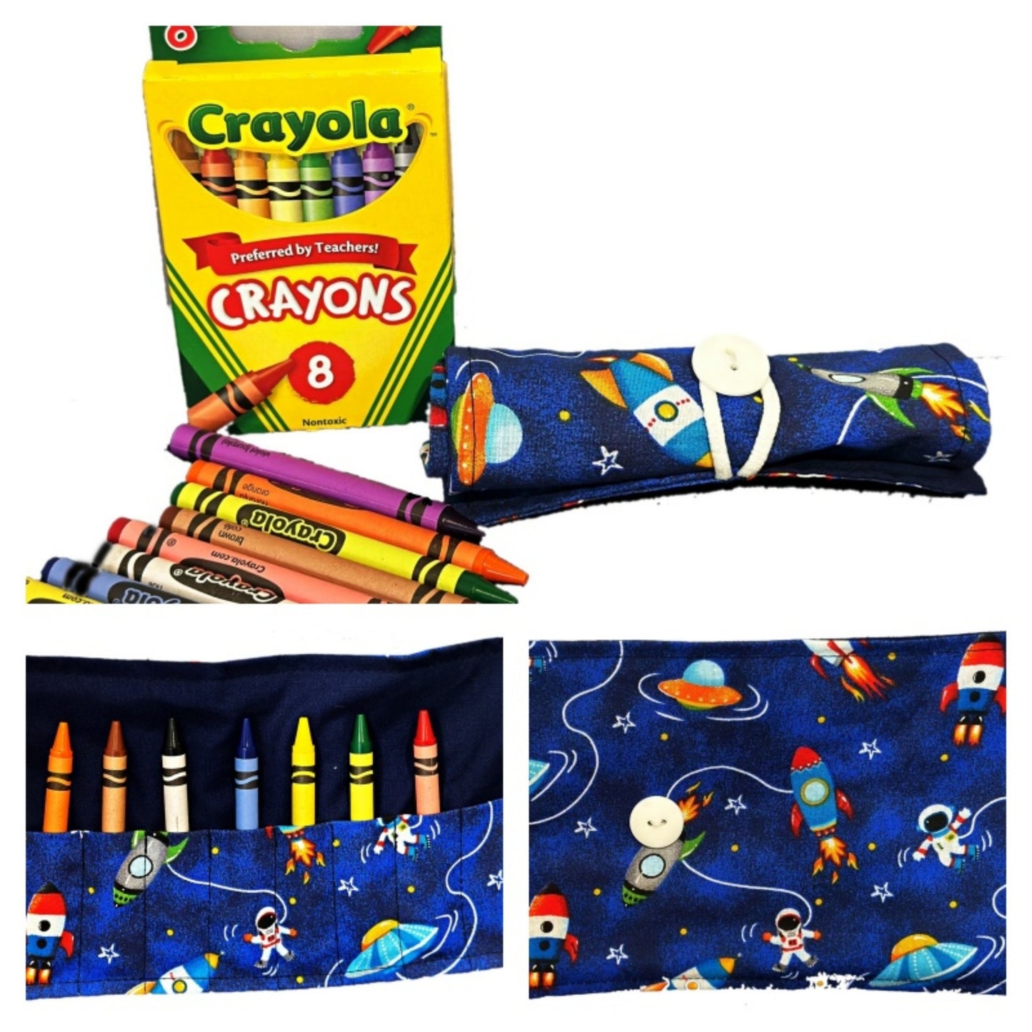 On The Go Crayons Caddy Holder roll up case color wraps, Perfect to Keep Your Kids Organized, Inspired, and Entertained -8 Crayons Included!