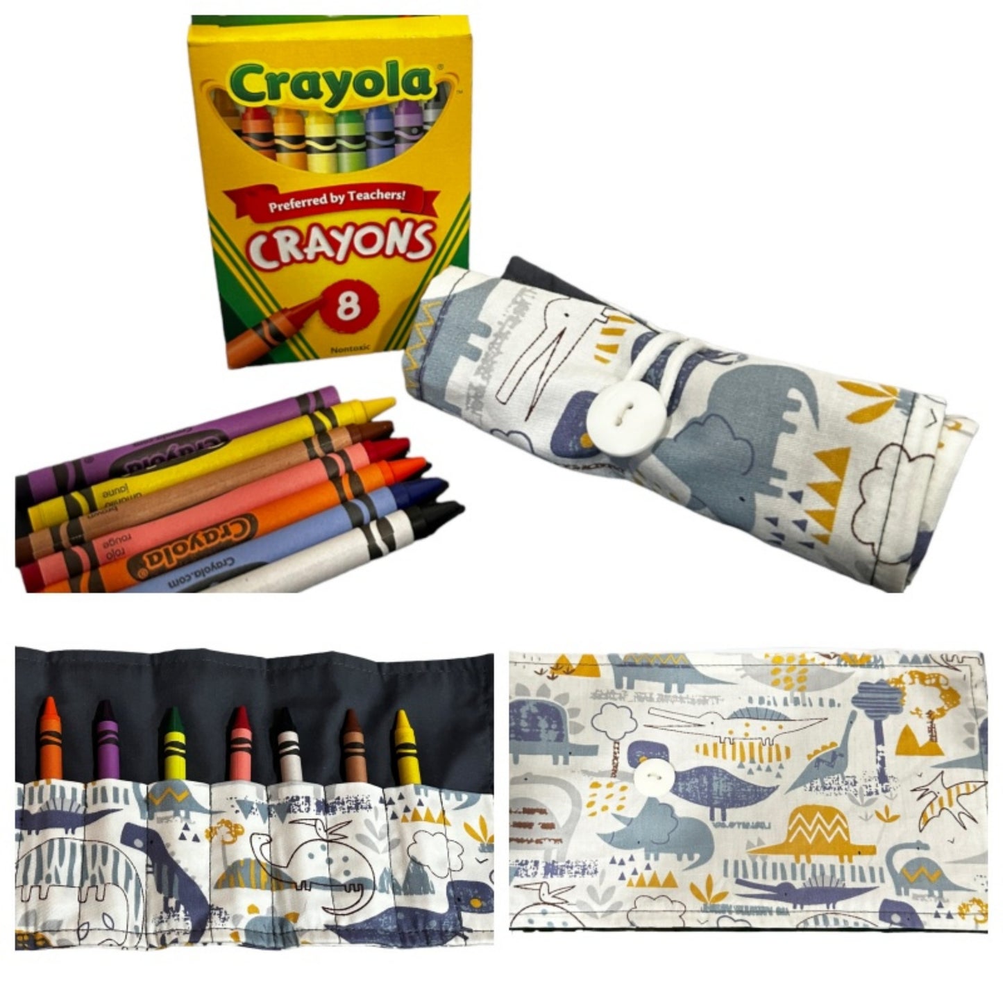 On The Go Crayons Caddy Holder roll up case color wraps, Perfect to Keep Your Kids Organized, Inspired, and Entertained -8 Crayons Included!
