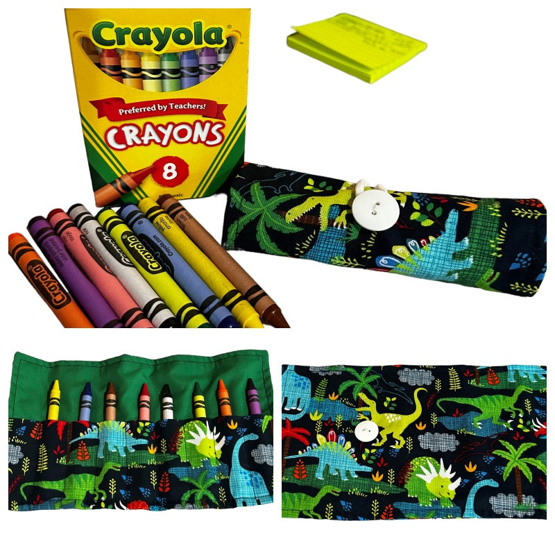 On The Go Crayons Caddy Holder roll up case color wraps, Perfect to Keep Your Kids Organized, Inspired, and Entertained -8 Crayons Included!