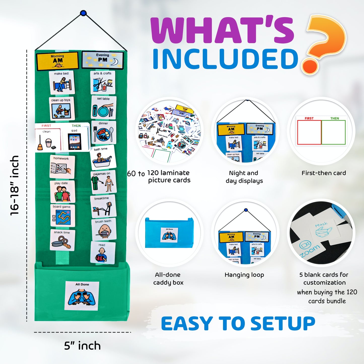Two Strip Night & Day Daily Schedule -Great Visual Behavioral Tool for Structure at Home, School & in The Community