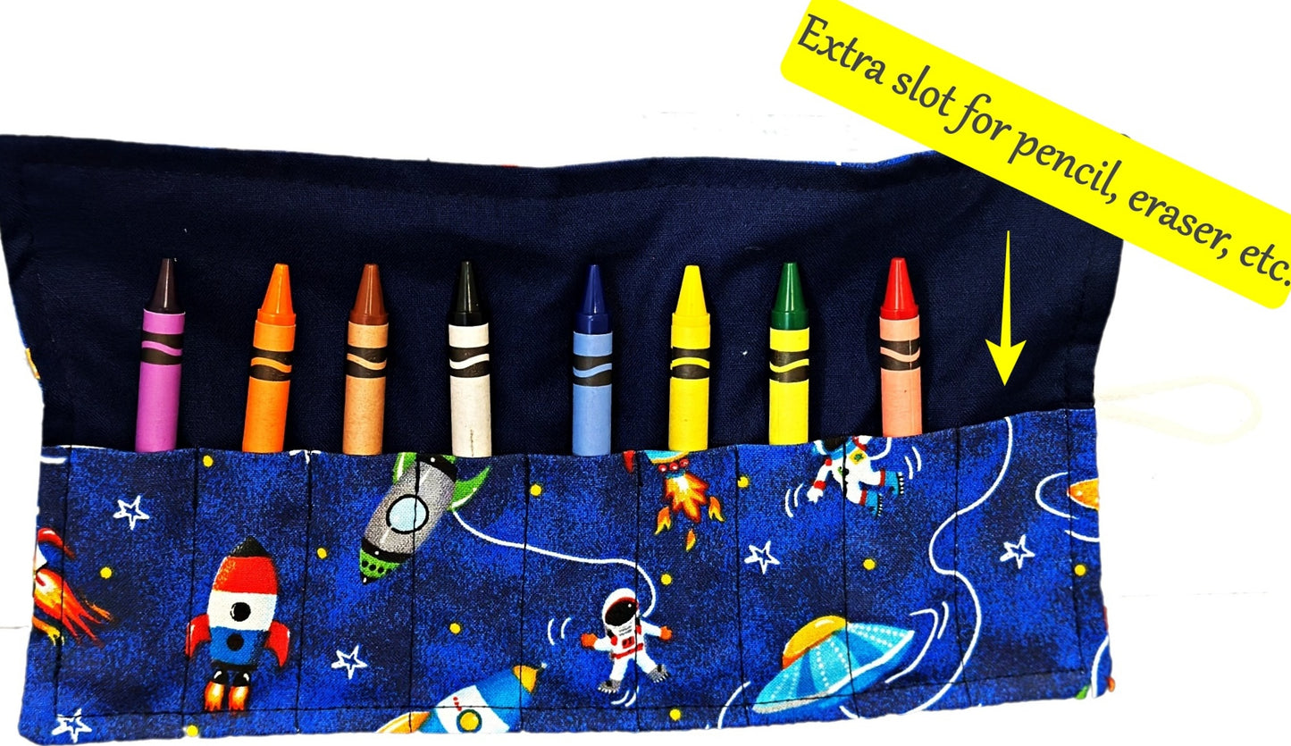 On The Go Crayons Caddy Holder roll up case color wraps, Perfect to Keep Your Kids Organized, Inspired, and Entertained -8 Crayons Included!