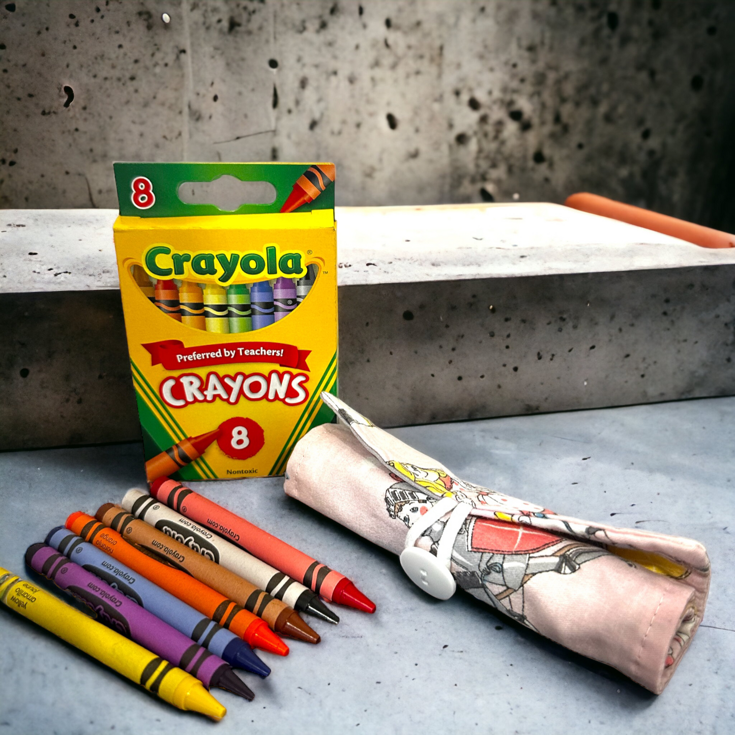On The Go Crayons Caddy Holder roll up case color wraps, Perfect to Keep Your Kids Organized, Inspired, and Entertained -8 Crayons Included!
