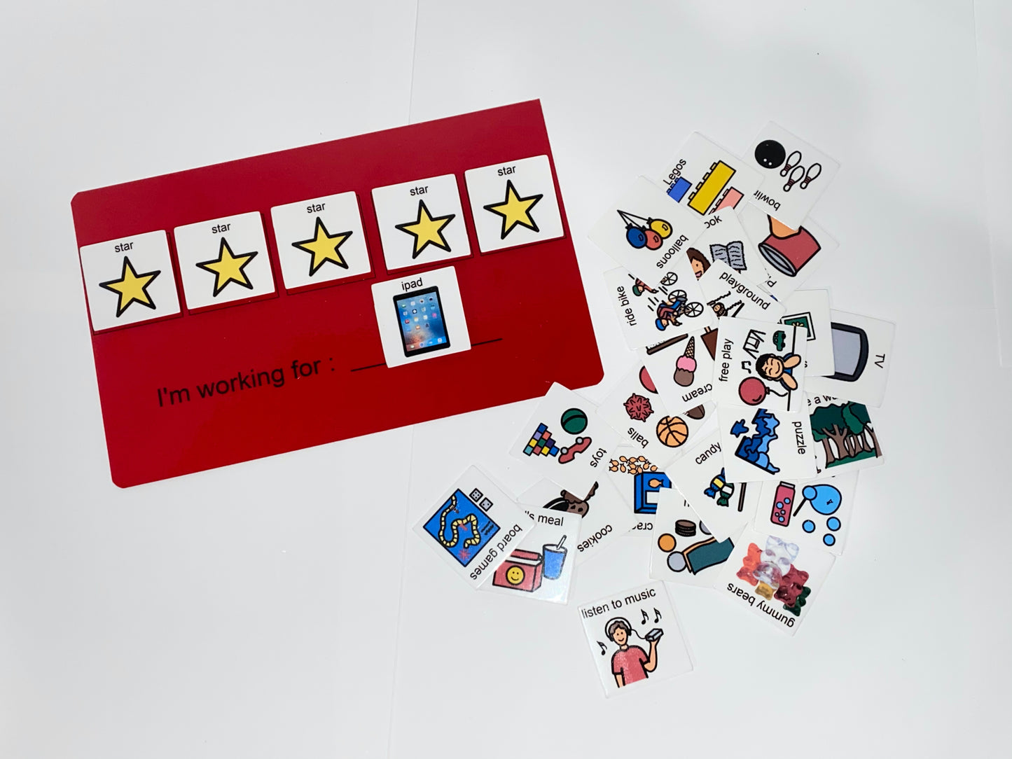 Token economy system w/ real images Picture card for children w/ Aspergers, autism, Apraxia