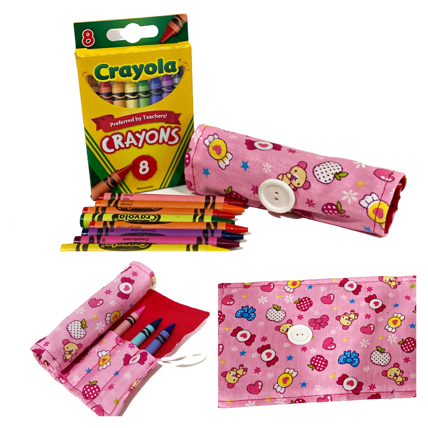 On The Go Crayons Caddy Holder roll up case color wraps, Perfect to Keep Your Kids Organized, Inspired, and Entertained -8 Crayons Included!
