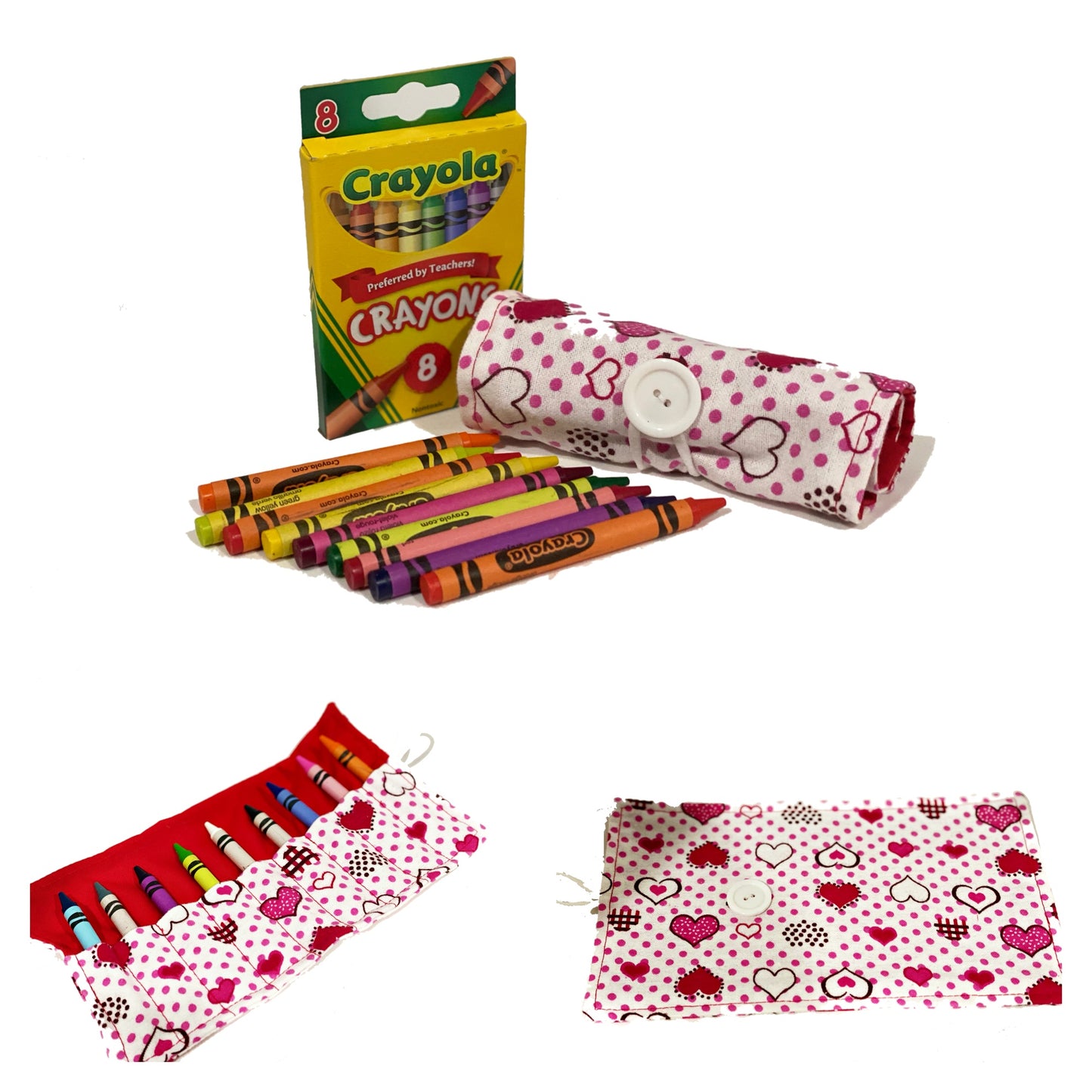 On The Go Crayons Caddy Holder roll up case color wraps, Perfect to Keep Your Kids Organized, Inspired, and Entertained -8 Crayons Included!
