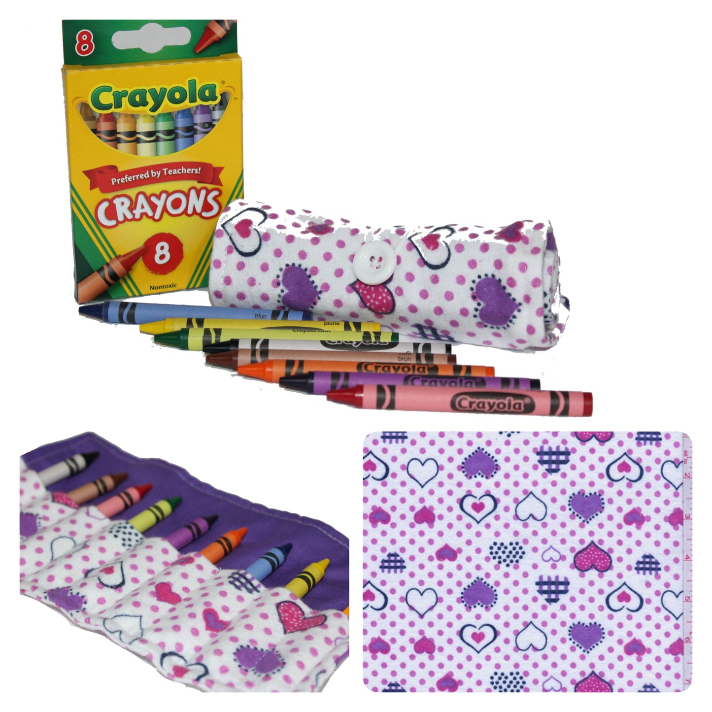 On The Go Crayons Caddy Holder roll up case color wraps, Perfect to Keep Your Kids Organized, Inspired, and Entertained -8 Crayons Included!