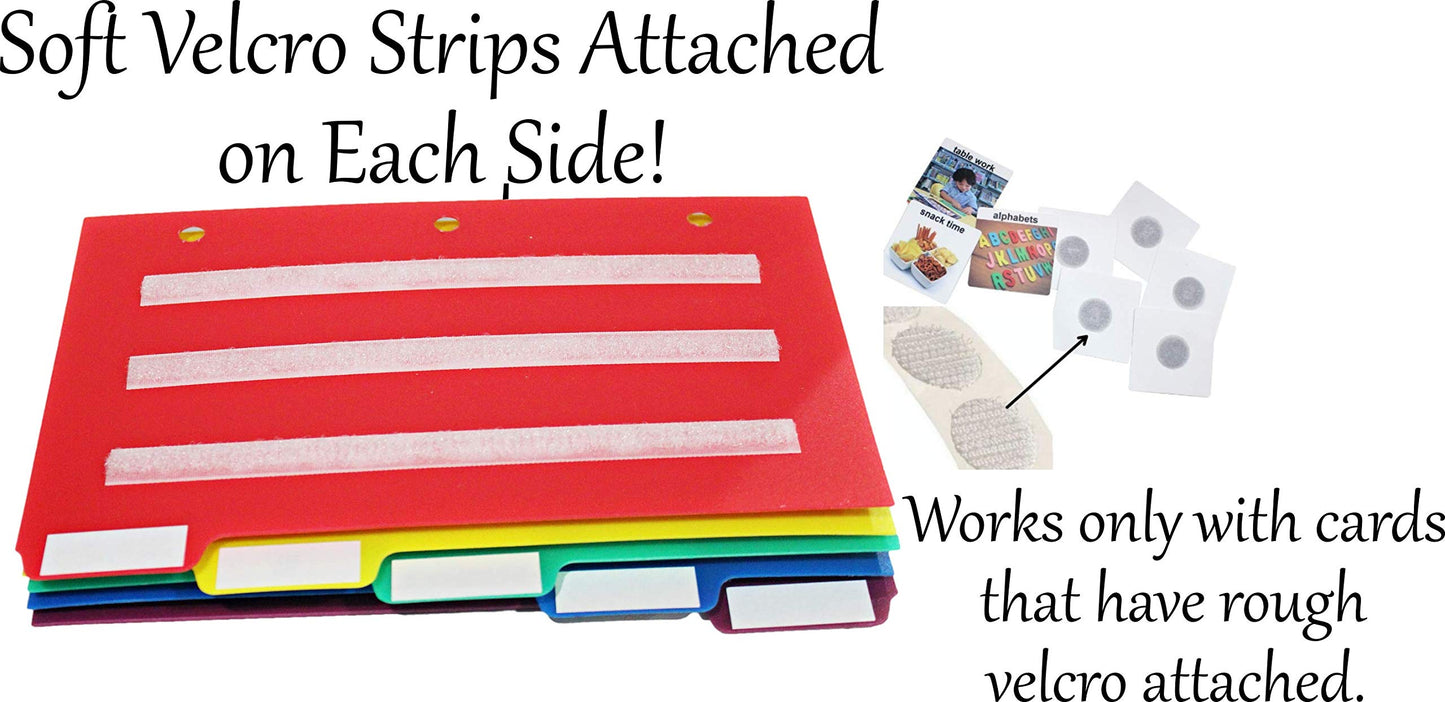 Smile4autism Small 9x7" Black Binder Picture Photo Book with 5 Color Dividers Perfect to Keep your Loose Visual Picture Cards Organized