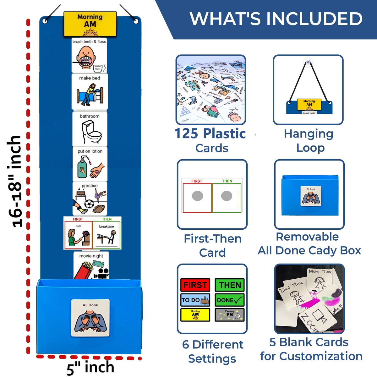 Visual Schedule Kit for Autism & ADHD | 120 Daily Routine Cards | Ready-to-Use Home & School Schedule with All Done Cady Box