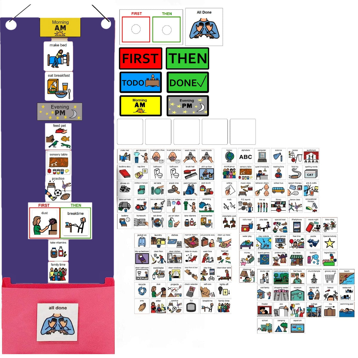 Visual Schedule Kit for Autism & ADHD | 120 Daily Routine Cards | Ready-to-Use Home & School Schedule with All Done Cady Box