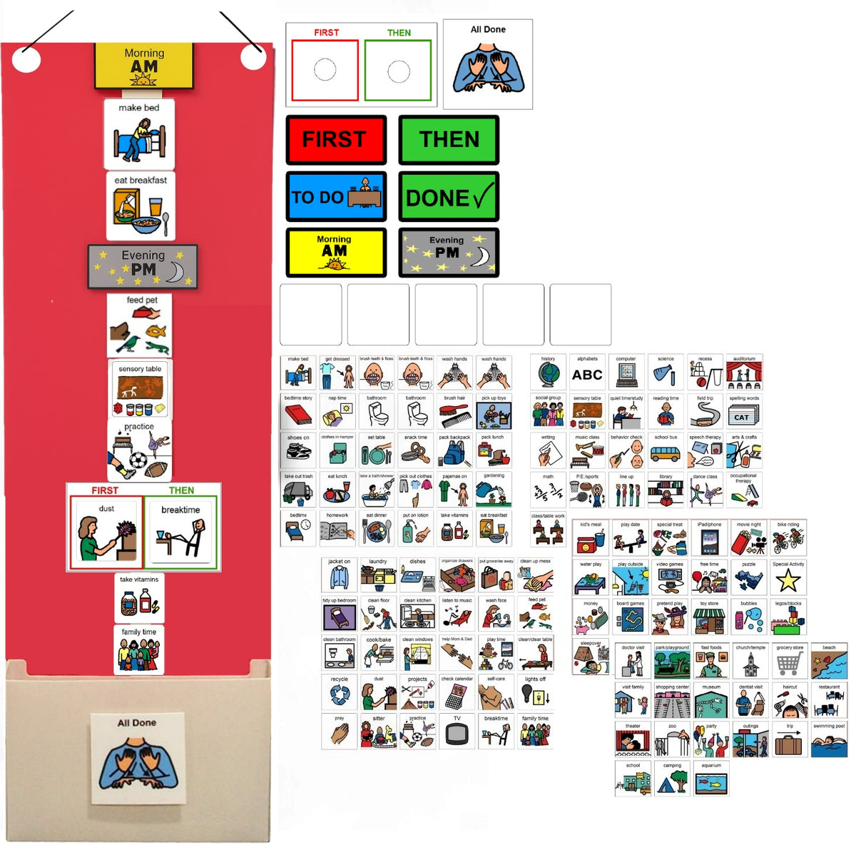 Visual Schedule Kit for Autism & ADHD | 120 Daily Routine Cards | Ready-to-Use Home & School Schedule with All Done Cady Box