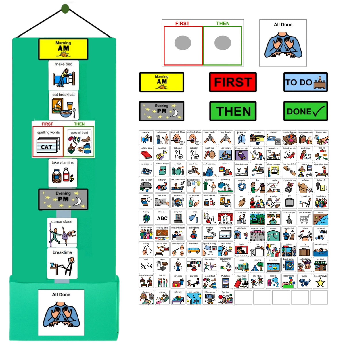 Visual Schedule Kit for Autism & ADHD | 120 Daily Routine Cards | Ready-to-Use Home & School Schedule with All Done Cady Box