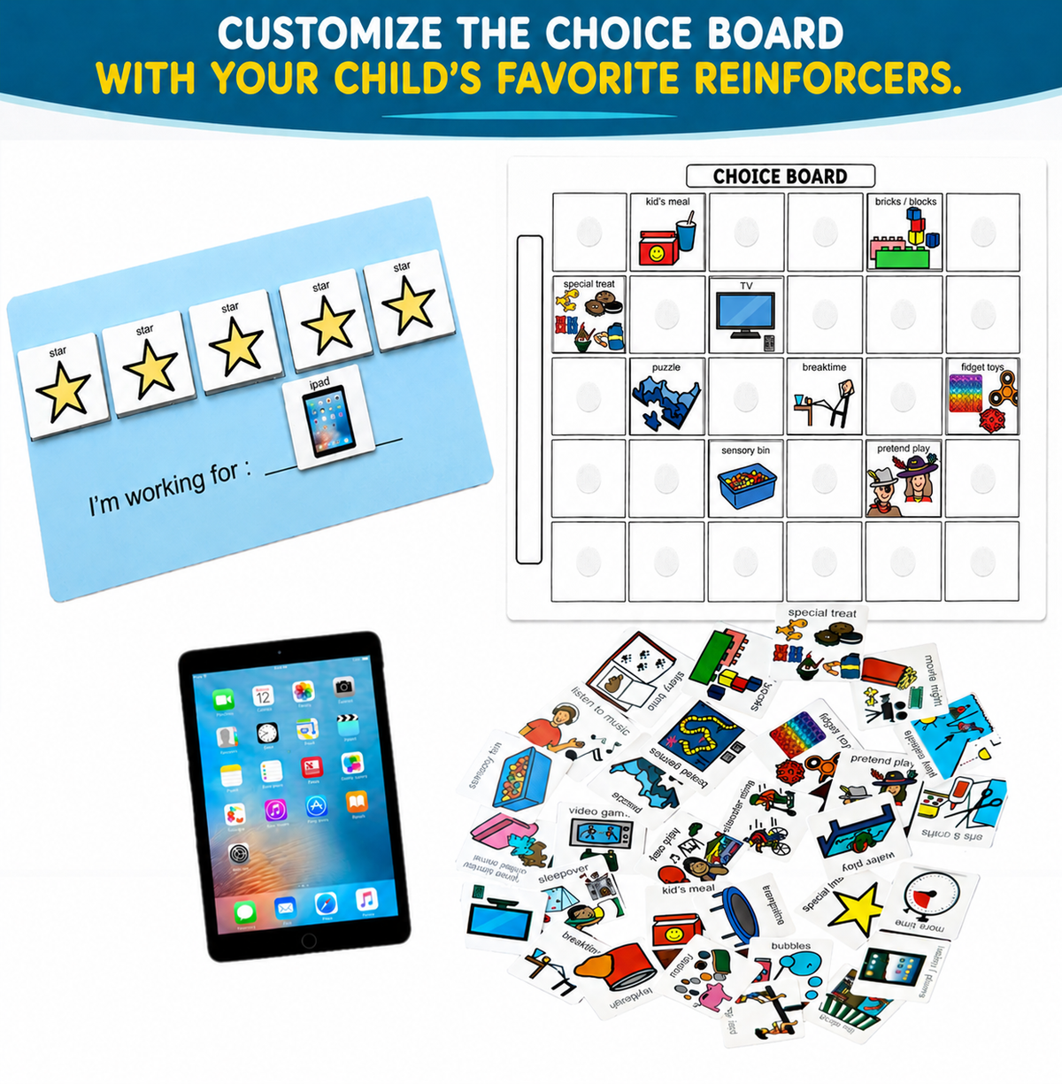 Smile4Autism Token Board & Choice Board System | Visual Reward Chart for Autism, ABA & Speech Therapy
