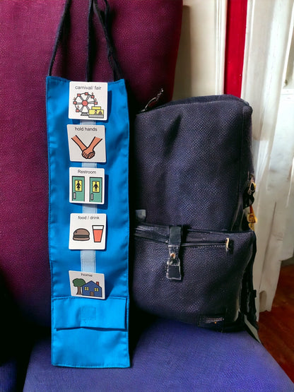 Daily Outing Visual Schedule On the Go for Children in School, Park, Restaurant, Therapy, Museum, Stores, Great for ABA Behavior Reminders!!! -Made out of Fabric