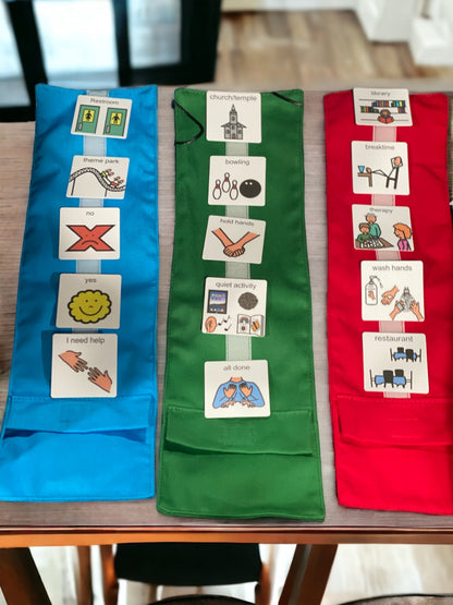 Daily Outing Visual Schedule On the Go for Children in School, Park, Restaurant, Therapy, Museum, Stores, Great for ABA Behavior Reminders!!! -Made out of Fabric