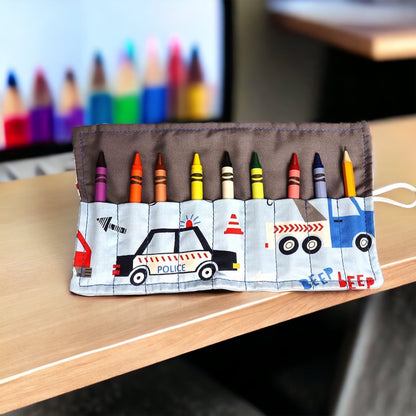 On The Go Crayons Caddy Holder roll up case color wraps, Perfect to Keep Your Kids Organized, Inspired, and Entertained -8 Crayons Included!