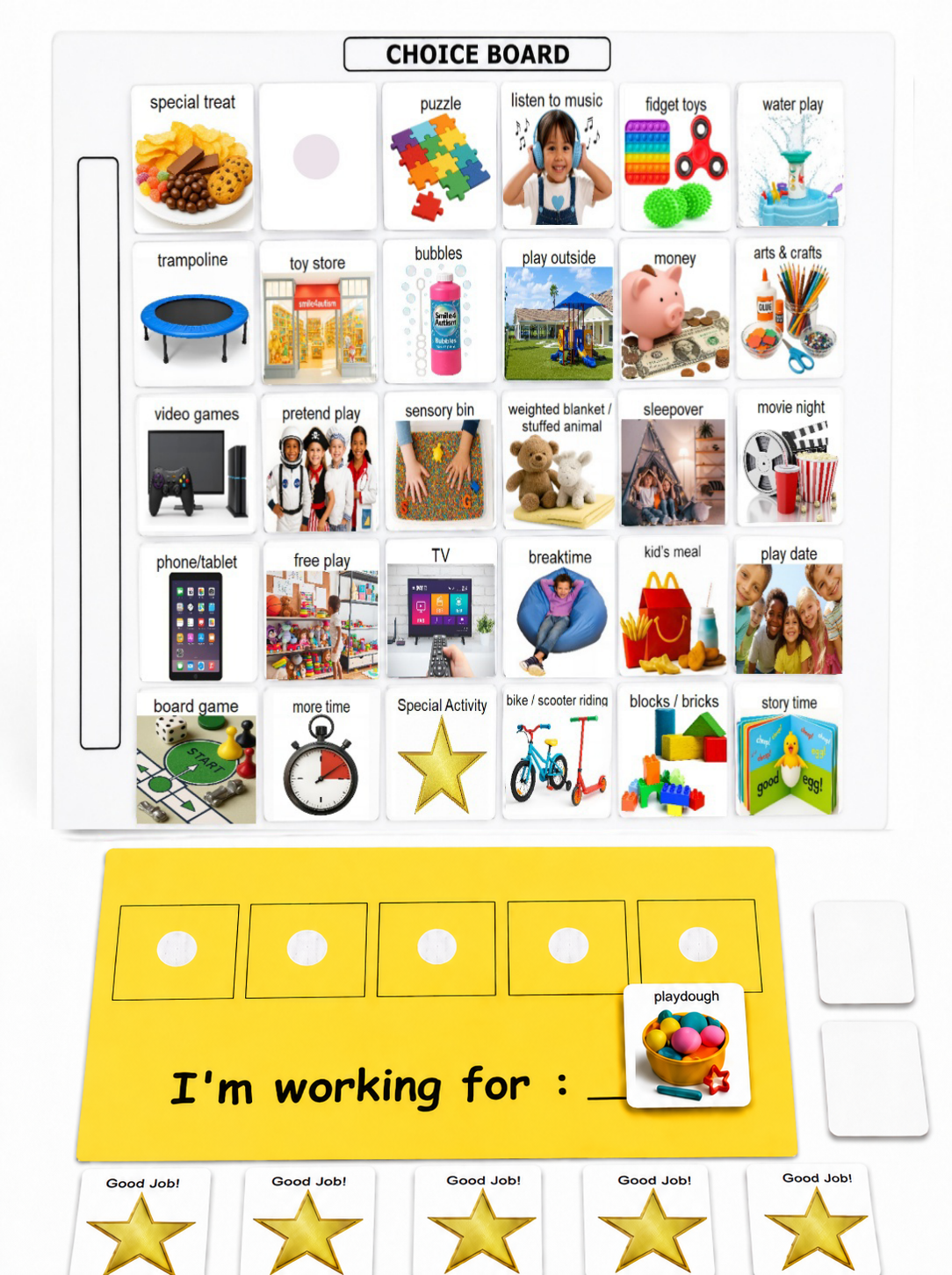 Smile4Autism Token Board & Choice Board System | Visual Reward Chart for Autism, ABA & Speech Therapy
