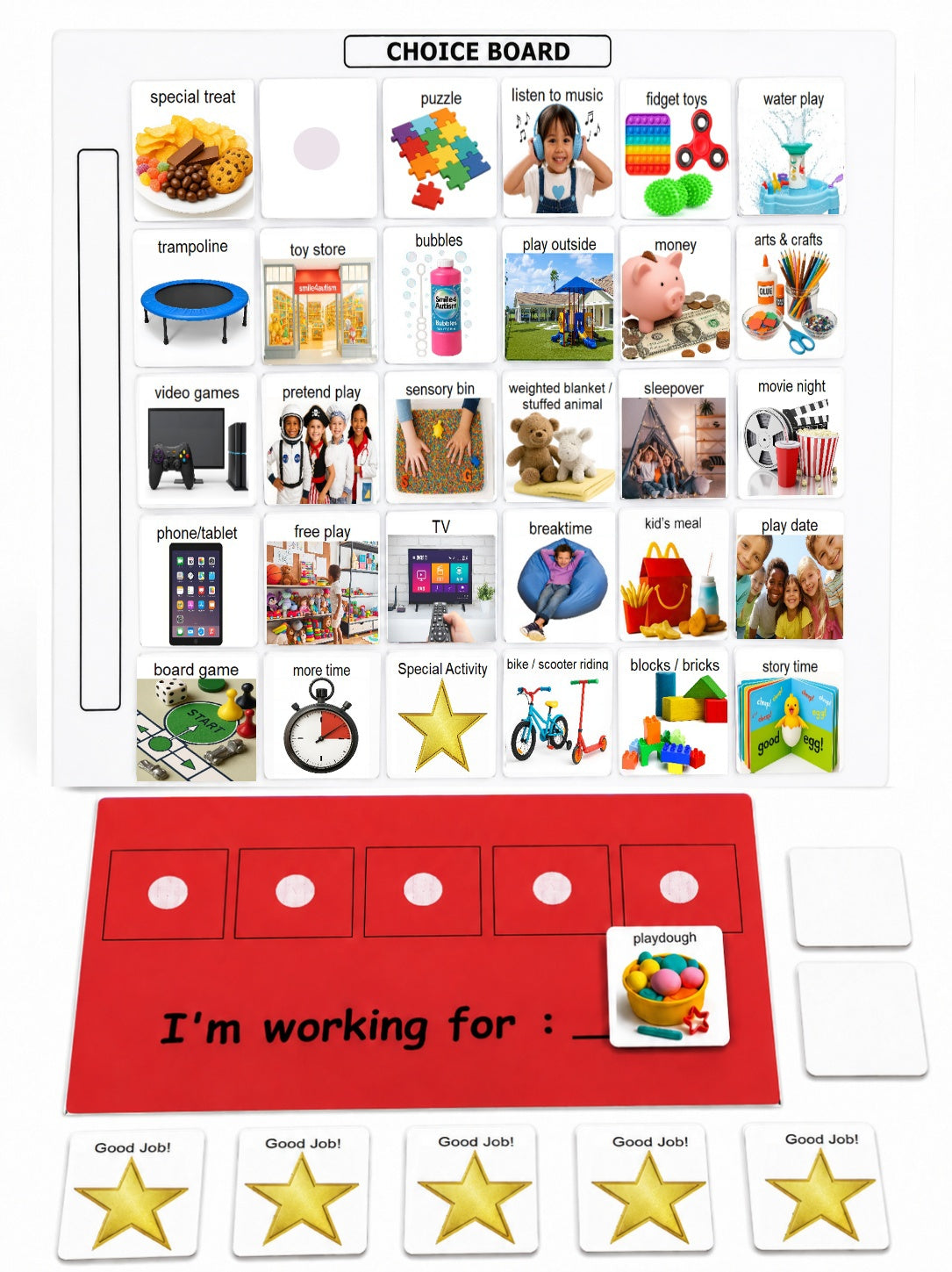 Smile4Autism Token Board & Choice Board System | Visual Reward Chart for Autism, ABA & Speech Therapy