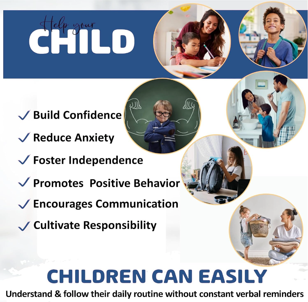 Visual Schedule Kit for Autism & ADHD | 120 Daily Routine Cards | Ready-to-Use Home & School Schedule with All Done Box