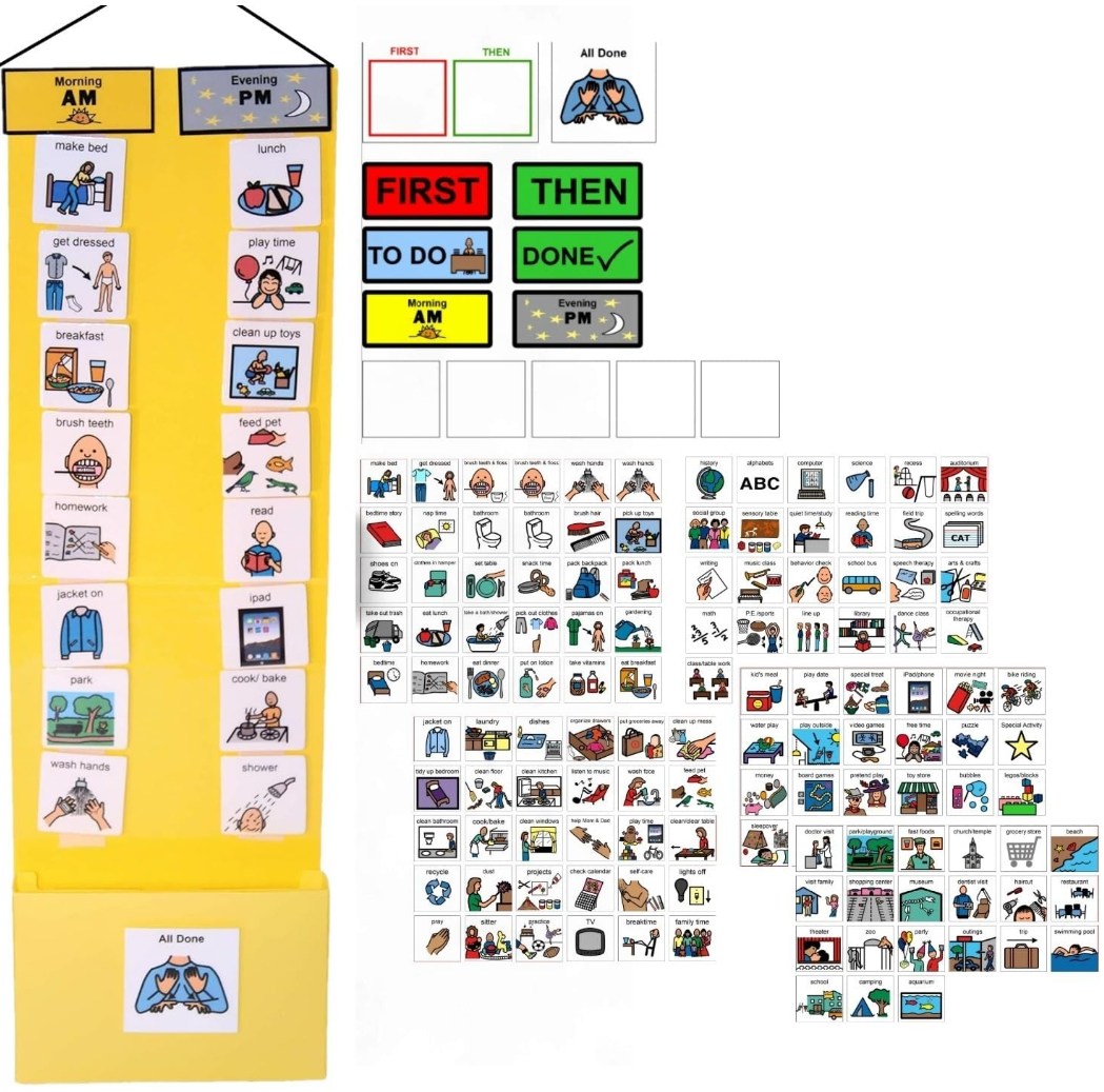 Visual Schedule Kit for Autism & ADHD | 120 Daily Routine Cards | Ready-to-Use Home & School Schedule with All Done Box