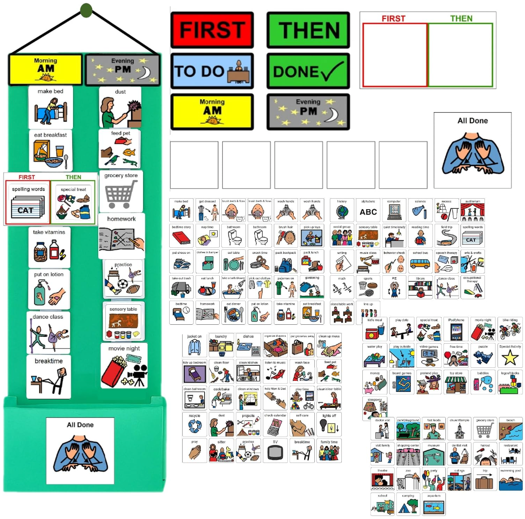 Visual Schedule Kit for Autism & ADHD | 120 Daily Routine Cards | Ready-to-Use Home & School Schedule with All Done Box
