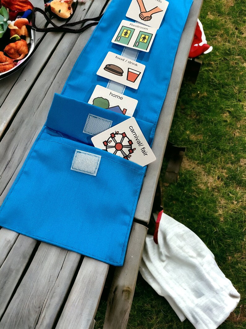 Daily Outing Visual Schedule On the Go for Children in School, Park, Restaurant, Therapy, Museum, Stores, Great for ABA Behavior Reminders!!! -Made out of Fabric