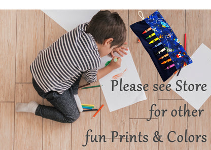 On The Go Crayons Caddy Holder roll up case color wraps, Perfect to Keep Your Kids Organized, Inspired, and Entertained -8 Crayons Included!