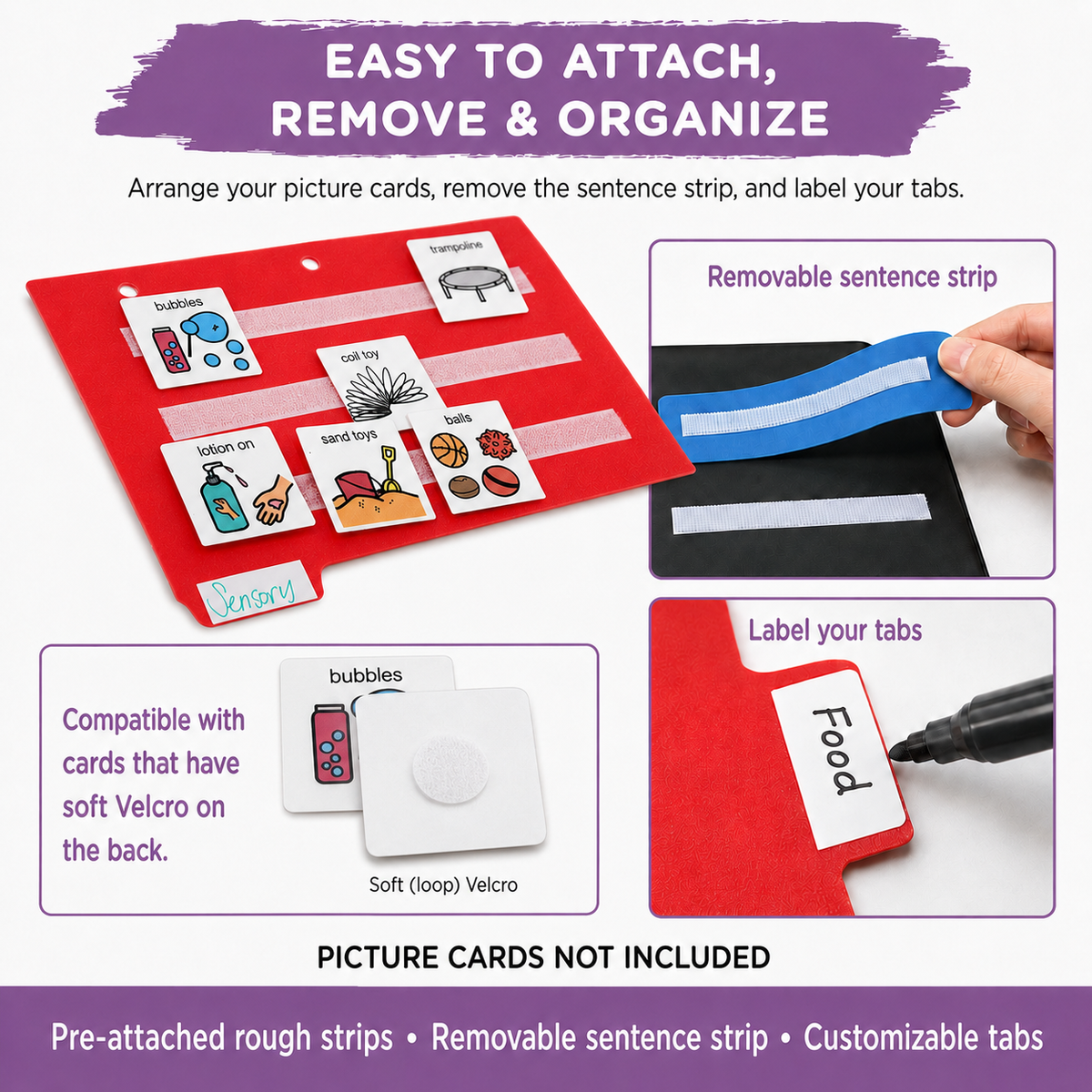 Smile4autism Small and Large Tools Perfect to Keep Your Loose Visual Picture Cards Organized. Autism ABA, ADHD, Language & Apraxia Asperger's