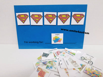 Token economy system w/ real images Picture card for children w/ Aspergers, autism, Apraxia