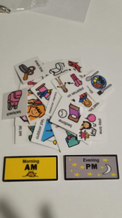 Daily home Visual Schedule Kit -Great Behavior Tool for any Children to learn Independence and Structure 60 cards Home & Chores Activity Visual Themed Picture Cards