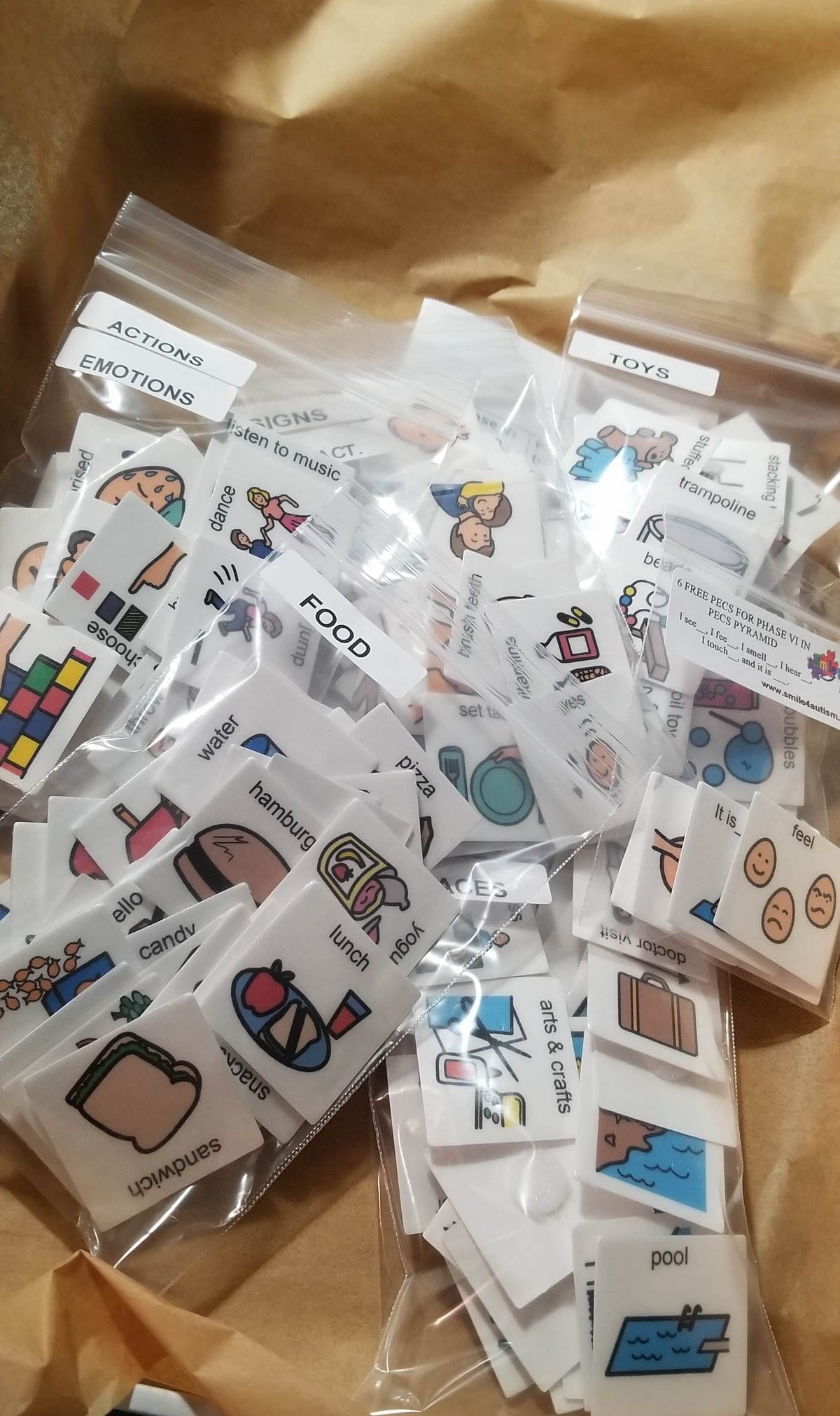 Smile4Autism Small 1.5"x1.5" Loose Visual Picture Cards, Receptive and Expressive Language, Speech Articulation Therapy, ASD, ADD, ADHD, Apraxia, & Stroke Patients