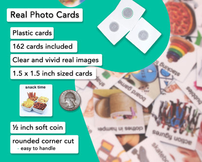 Plastic Visual Communication Photo Symbol Book, Autism Language Flash Cards, Vocabulary, Learning Speech Therapy Articulation ASD ADD ADHD & Apraxia