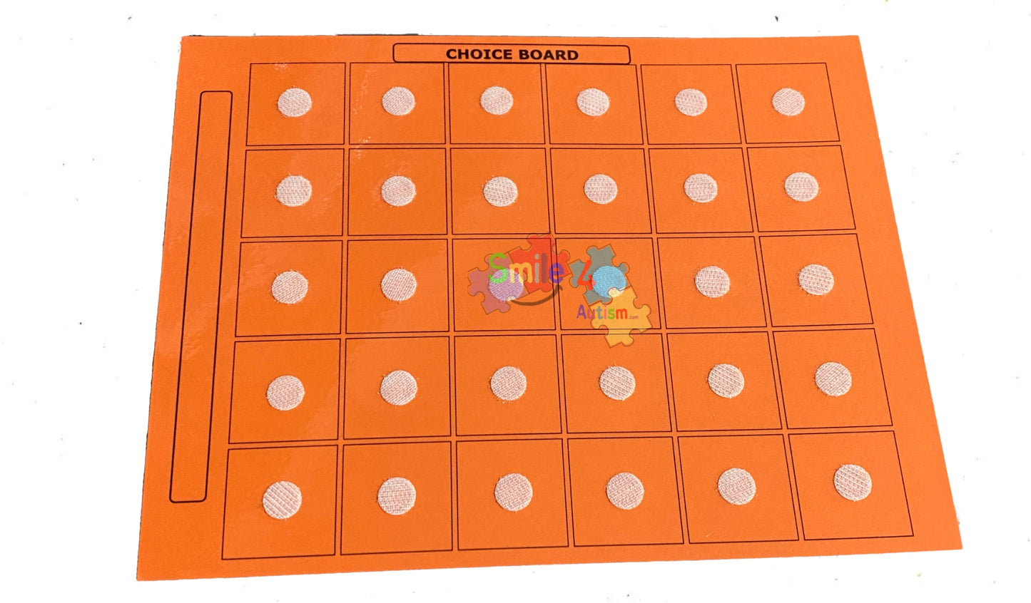 8x11 Visual Choice Board with 30 (1/2"inch) Hook Coins Attached -Great for Loose 1.5"inch Cards -Autism Educational Tools